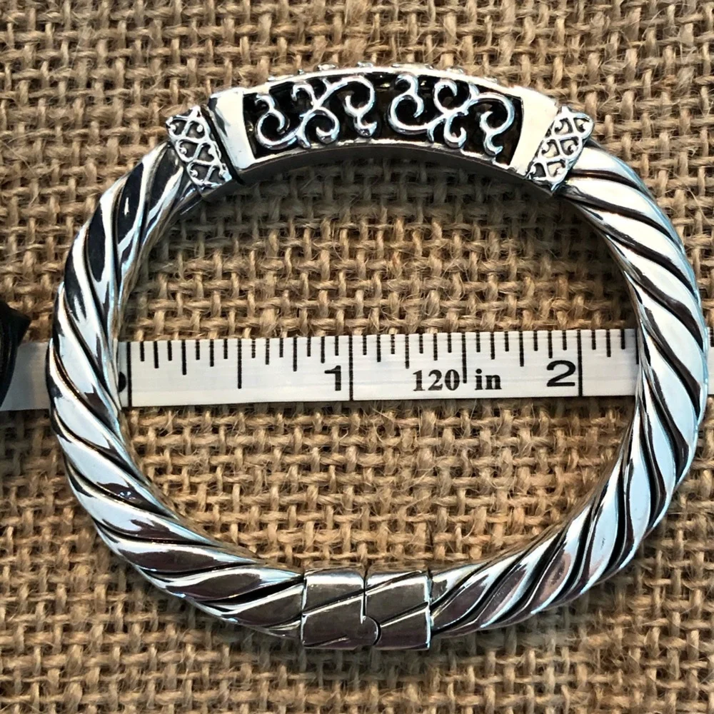 RARE 14k Gold Sterling Silver .925 Filigree Hinge Twisted Cuff Silpada Bracelet - Picture 8 of 8
